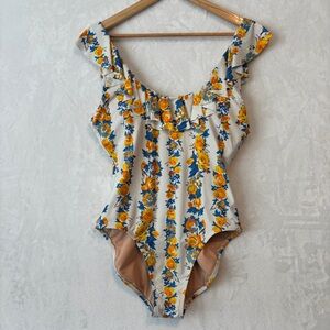 J. Crew white yellow‎ one-piece swimsuit 12